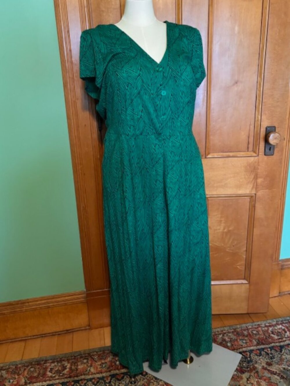 Boden Green and Navy midi dress; Size 20/22L